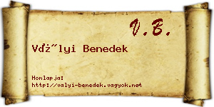 Vályi Benedek névjegykártya