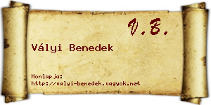 Vályi Benedek névjegykártya